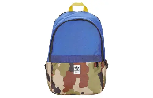 Adidas Originals Zip Closure Polyester Backpack Regular Unisex Blue/Camouflage