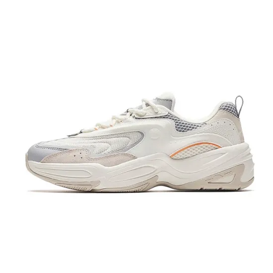 ANTA Casual Shoes Women's Low-Top Ivory White/Mudstone Gray/Mud Sand Gray