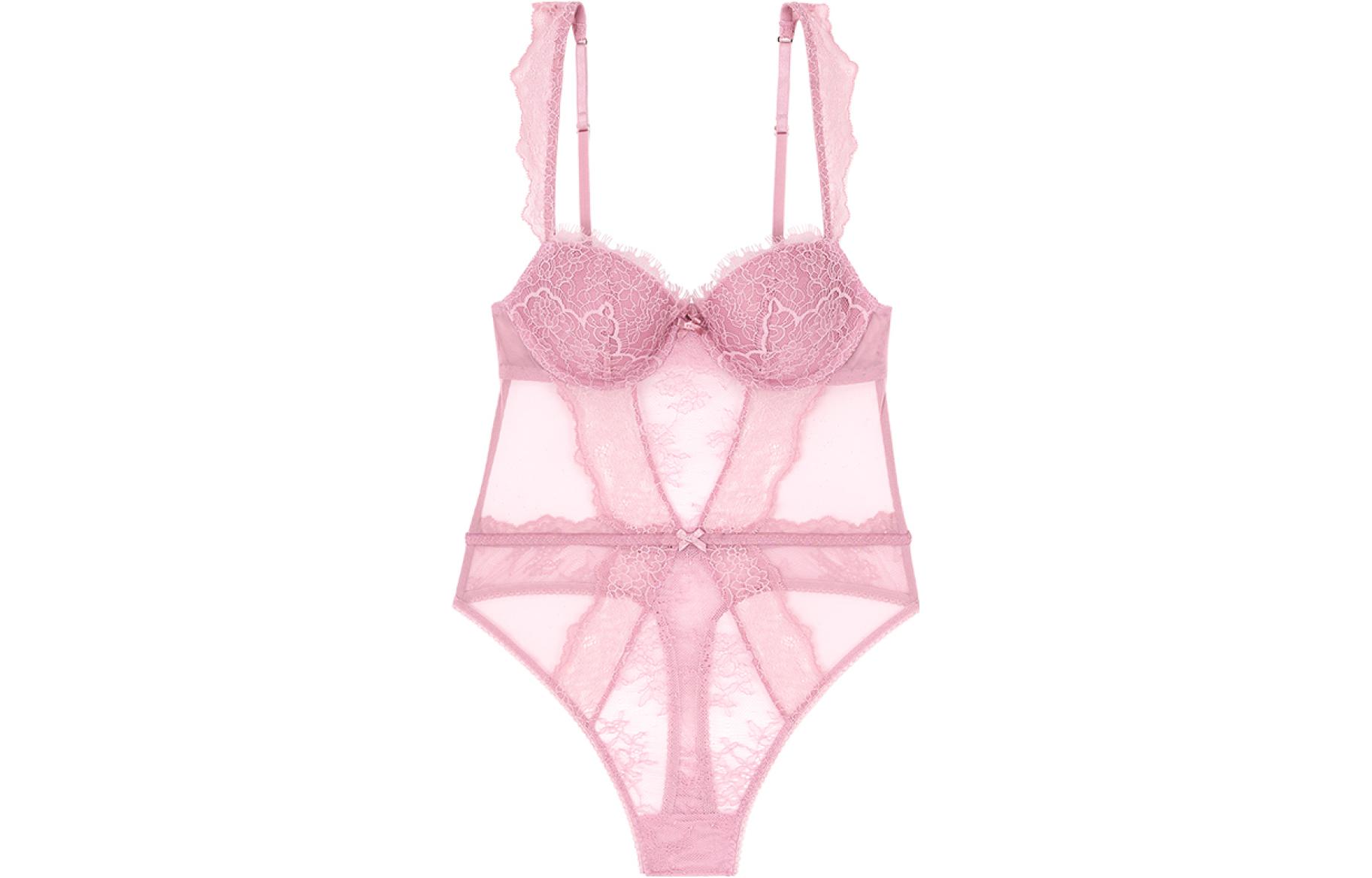 Victoria's Secret Victoria's Secret VERY SEXY Lightly Lined Demi Lace Teddy Thinly Padded Lace Transparent Comfort Bodysuit Women's Pink