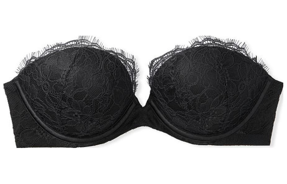 Victoria's Secret /Victoria's Secret Very Sexy Series Floral Lace Covered Removable Straps Tube Top Push-up Bra Black
