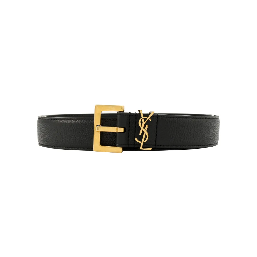 SAINT LAURENT Cassandre Logo Plaque Belt
