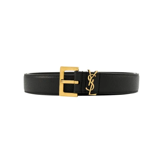 SAINT LAURENT Cassandre Logo Plaque Belt