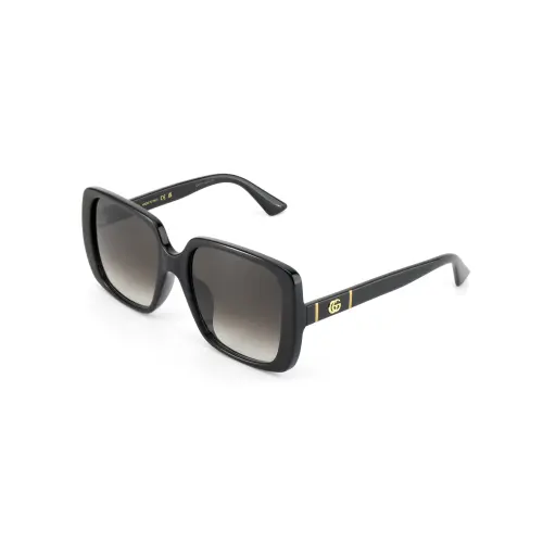 GUCCI Plate Frame Square Sunglasses Unisex Black