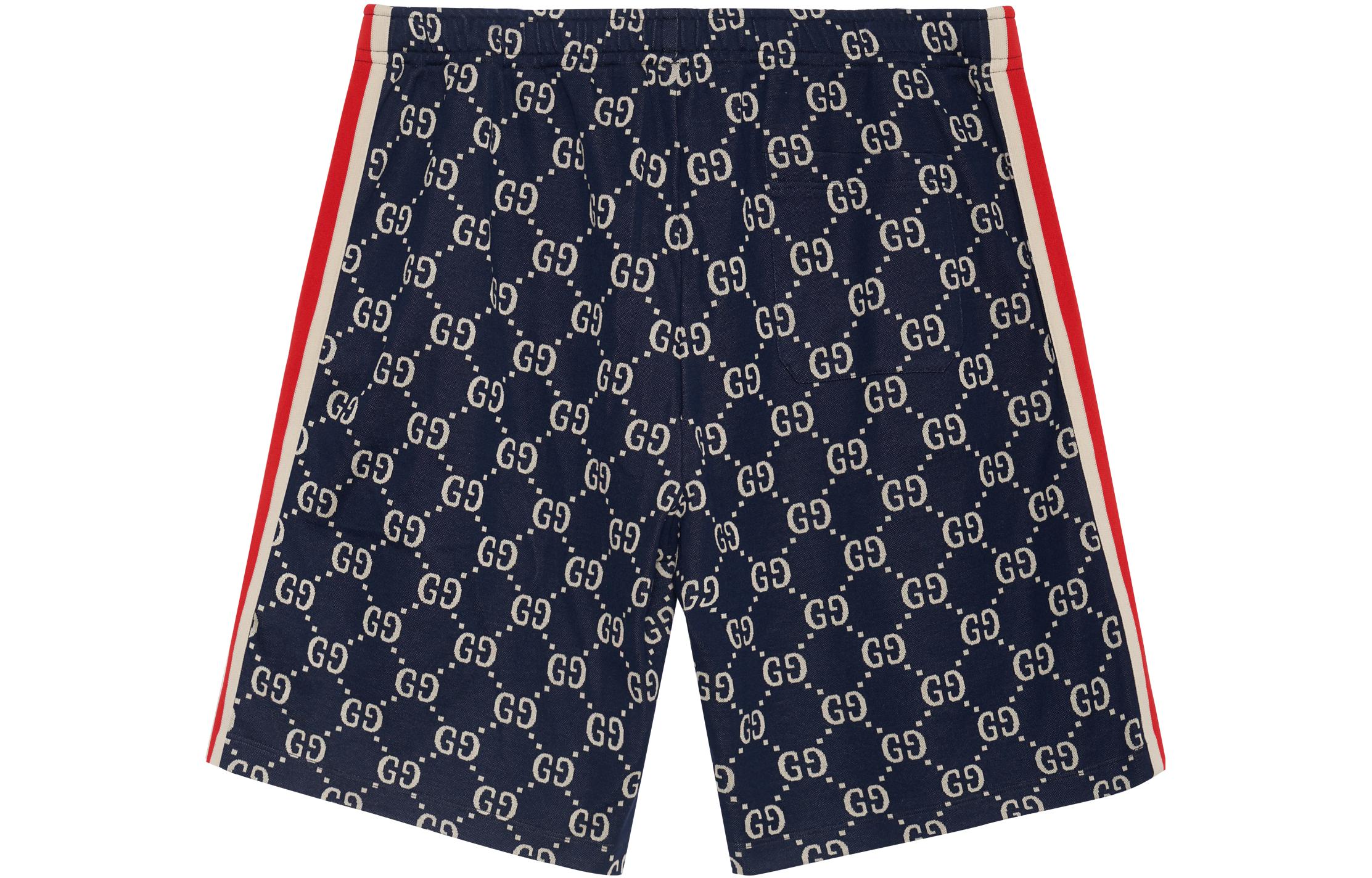 Мужские штаны Gucci Monogram Shorts (синие) — фото 2