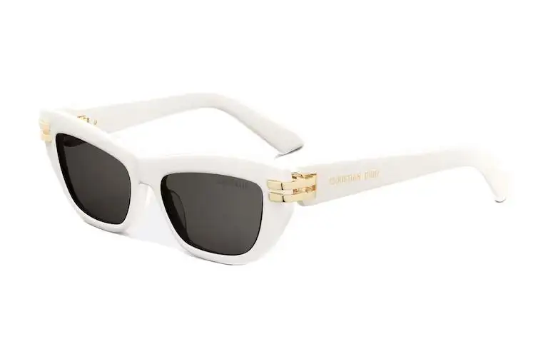 DIOR Acetate Irregular Shape Sunglasses Women's White