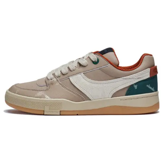 LiNing Zhengrong 92S Durable Cushioning Low-Top Skateboard Shoes Men's Light Brown Glaze
