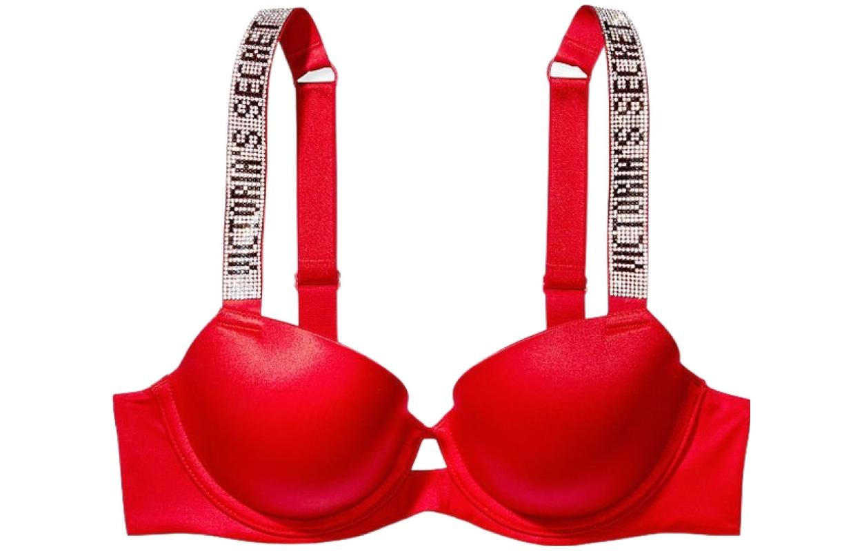 Victoria's Secret /Victoria's Secret Very Sexy Series Letter Strap Thin Padded 3/4 Cup Bra Red