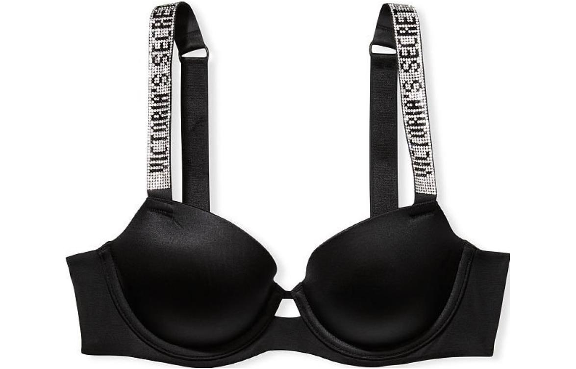 Victoria's Secret Victoria's Secret Very Sexy Series Rhinestone Logo Letter Straps Thinly Padded 3/4 Cup Bra Women's Black
