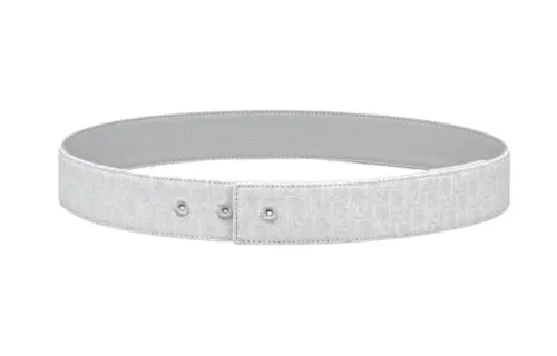 DIOR Logo Printed Canvas Double Sided Design Canvas, Cow Leather Belts Men's White Width 3.5CM