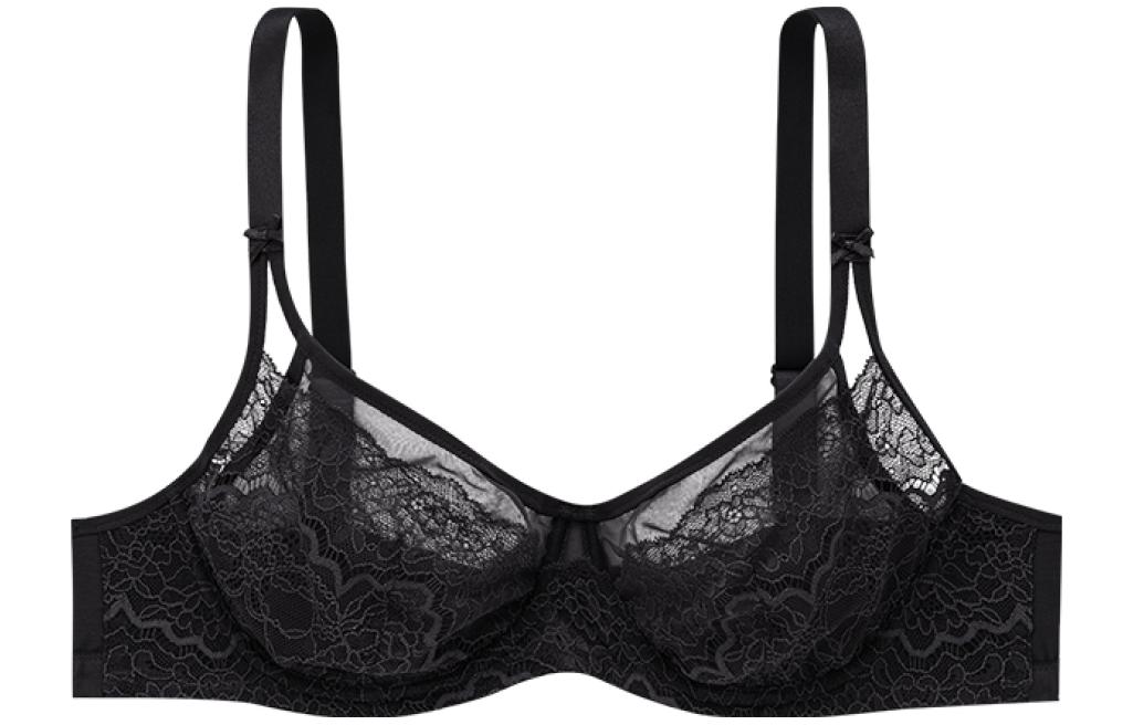 Victoria's Secret /Victoria's Secret Deram Angels Series Sexy Flower Lace Splicing Transparent Mesh 3/4 Cup Bra Black