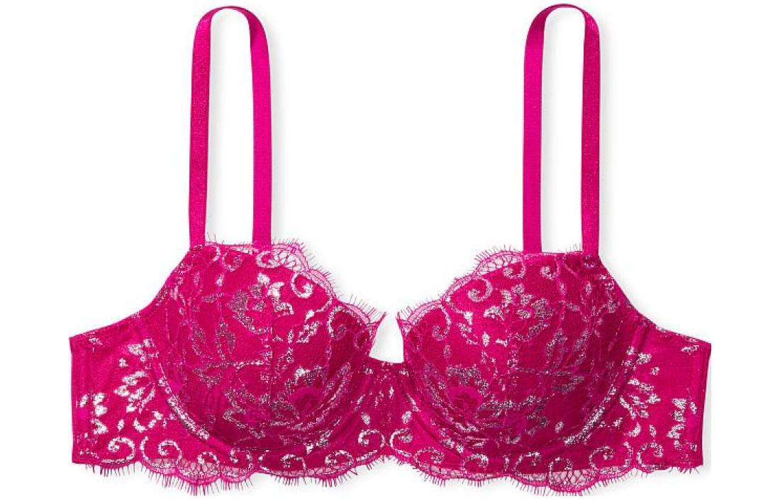 Victoria's Secret /Victoria's Secret Dream Angels Series Eyelash Lace 3/4 Cup Thin Padded Bra Rose Red