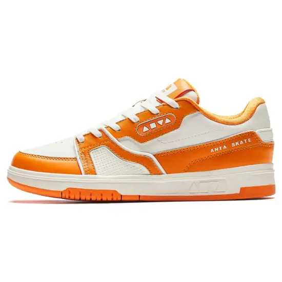 ANTA AOYU Skateboard Shoes Women's Low-Top Ivory White/Sunset Orange