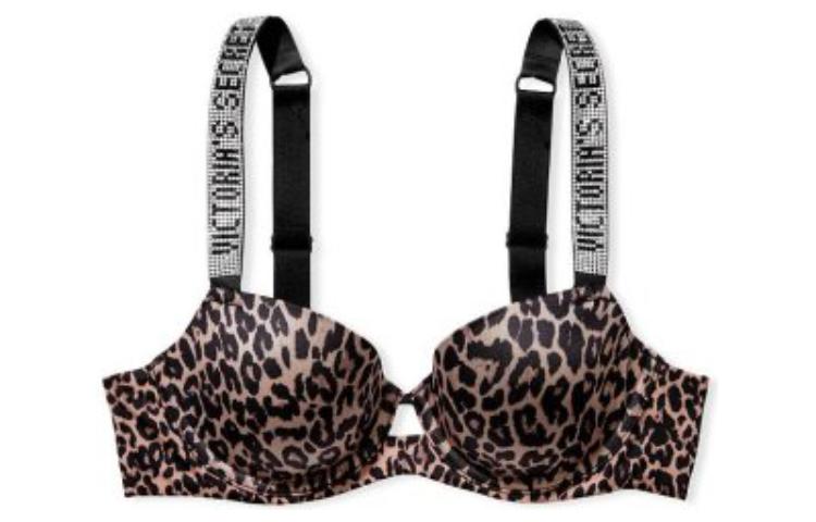 Victoria's Secret /Victoria's Secret Very Sexy Series Letter Straps Thinly Padded 3/4 Cup Bra Black Leopard Print