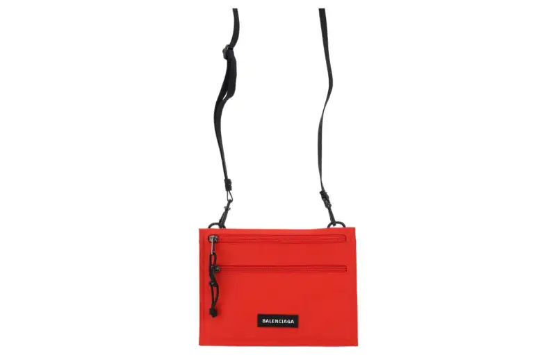 Balenciaga Nylon Shoulder Bag, Crossbody Bag Men's Red
