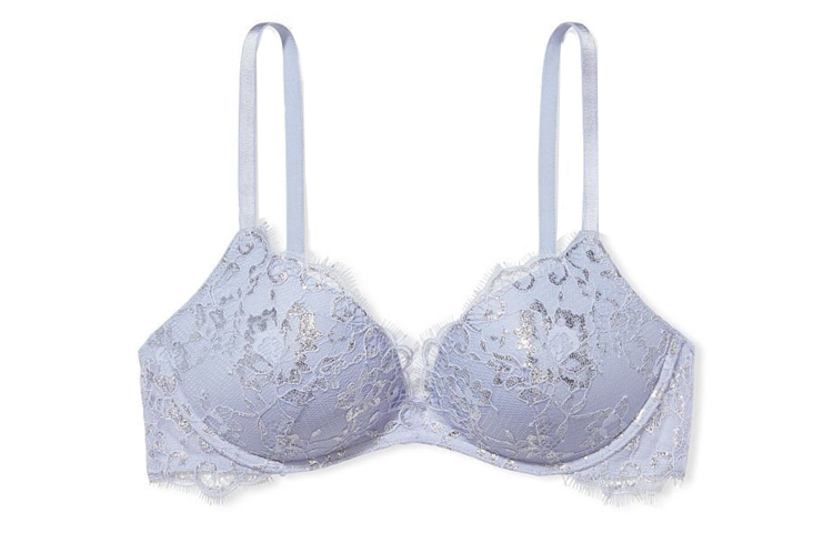 Victoria's Secret /Victoria's Secret Dream Angels Series S Eyelash Lace Sexy Deep V Thin Padded Wireless 3/4 Cup Bra Ice Lavender Purple
