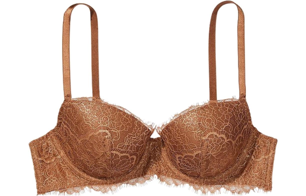 Victoria's Secret /Victoria's Secret Dream Angels Series Lace Lightly Padded 3/4 Cup Bra Caramel Brown