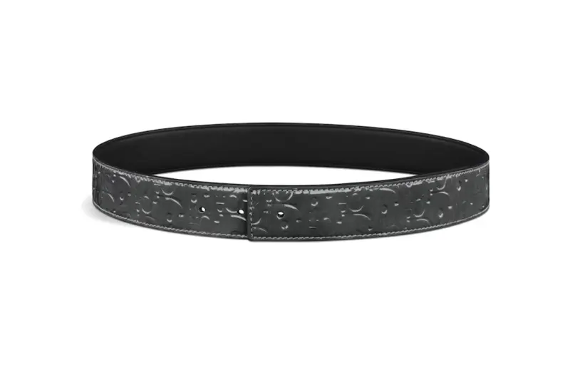 DIOR Logo Letter Leather Belts Men's Black 3.5cm