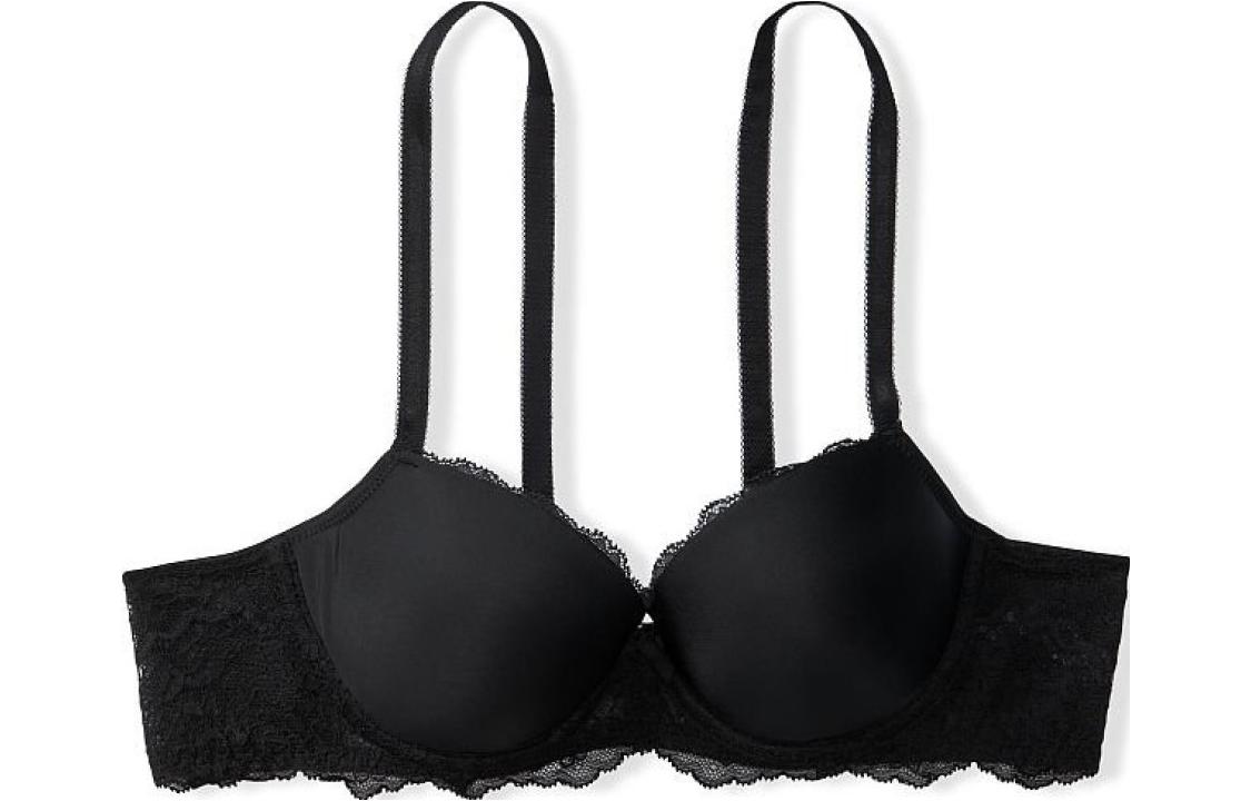 Victoria's Secret /Victoria's Secret Deram Angels Series Lace Trim Bottom 3/4 Cup Thinly Padded Bra Black
