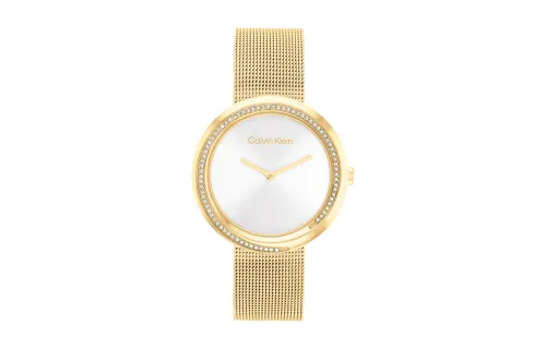 CALVIN KLEIN Wind Style Collection Wrist Watch Quartz Movement Stainless Steel Watchband 34mm White Dial Women's Watch