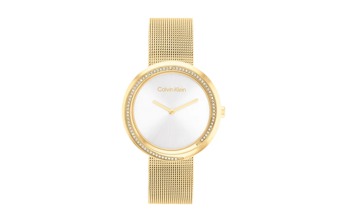 CALVIN KLEIN Wind Style Collection Wrist Watch Quartz Movement Stainless Steel Watchband 34mm White Dial Women's Watch