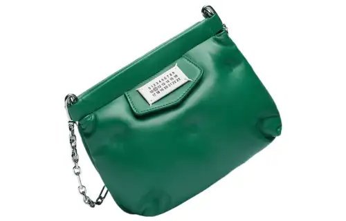 Maison Margiela Glam Slam Plain Weave Leather One Shoulder Crossbody Clutch Women's Forest Green