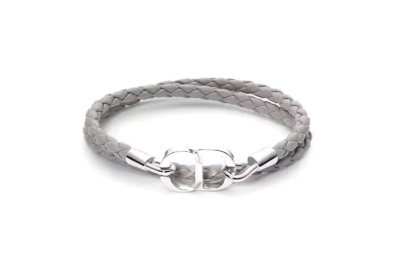 DIOR Woven Leather Bracelets Men's Gray