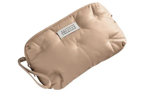 Maison Margiela Glam Slam Full Grain Nappa Leather Camera Bag One Shoulder Crossbody Clutch Women's Almond