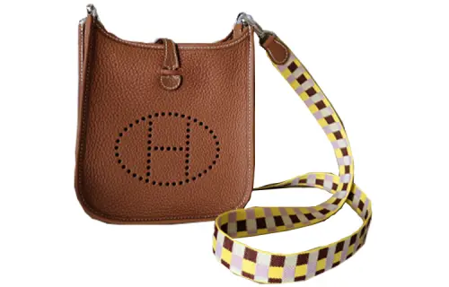 HERMES Evelyne Clemence Bullock Leather Crossbody Bag, Shoulder Bag 16 Women's Brown/Yellow