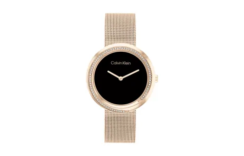 CALVIN KLEIN Wind Style Collection Wrist Watch Quartz Movement Stainless Steel Watchband 34mm Black Dial Women's Watch
