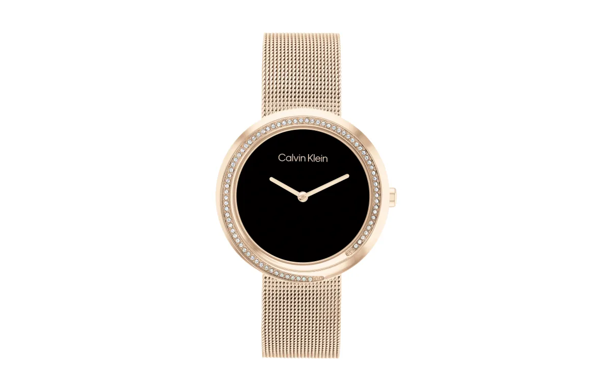 CALVIN KLEIN Wind Style Collection Wrist Watch Quartz Movement Stainless Steel Watchband 34mm Black Dial Women's Watch