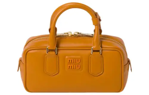 MIU MIU Arcadie Leather Handbag Women's Pomegranate Yellow