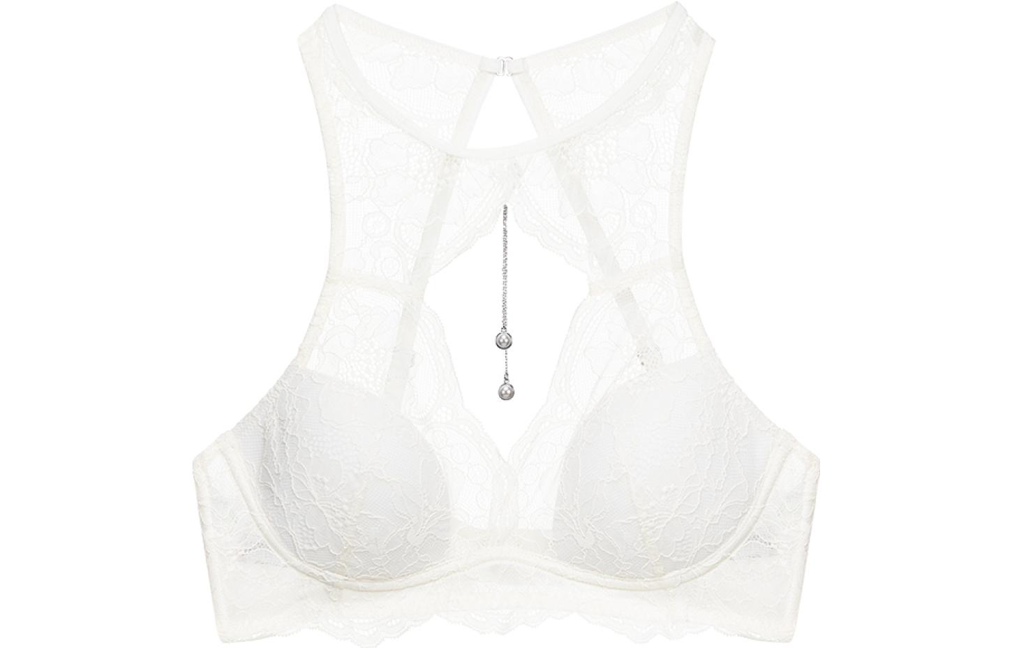 Victoria's Secret /Victoria's Secret Very Sexy Series Solid Color Bead Chain Lace Bra Coconut White