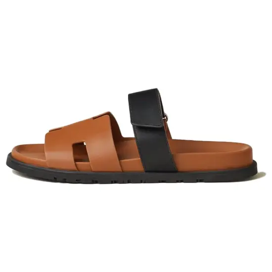 HERMES Slide Slippers Men Brown