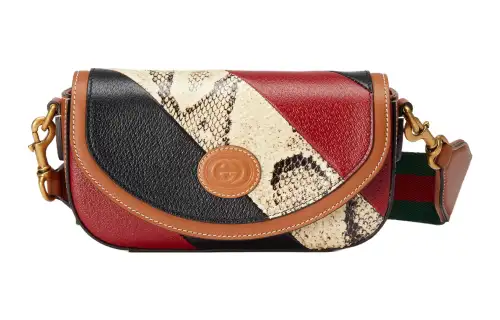 GUCCI Python Skin With Leather Portable Crossbody Bag, Shoulder Bag Women's