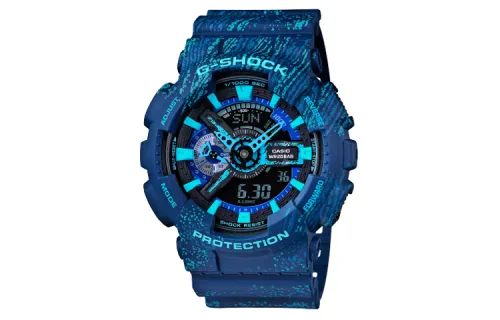 CASIO Men Liquid Crystal/Analog Dual Display Series 55mm Blue Watch GA-110TX-2A