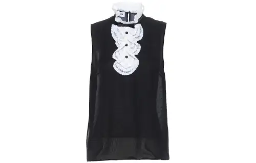 MIU MIU Shirts Women's Black Stand Collar Shirt