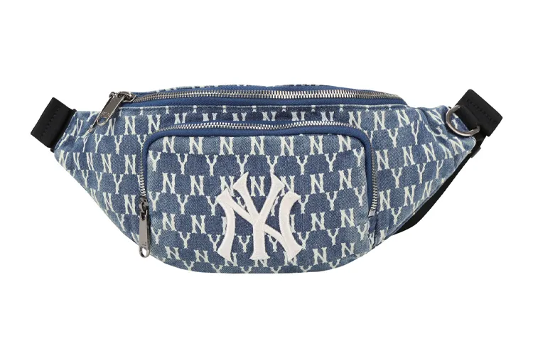 MLB Monogram Cotton Crossbody Bag, Fanny Pack Unisex Denim Blue