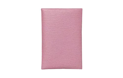 HERMES Calvi Silver Tone Buckle Epsom Calfskin Business Card Holder, Wallet, Card Holder Women's