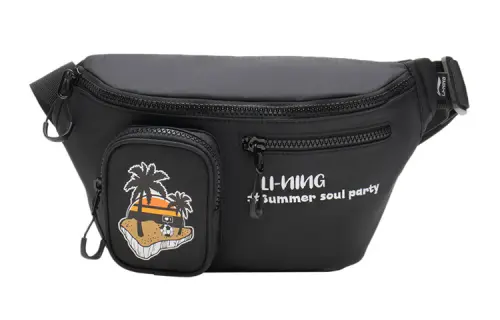 Li Ning Fabric Sling Bag, Crossbody Bag, Fanny Pack Regular Unisex Black