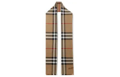 check-print wool-silk scarf