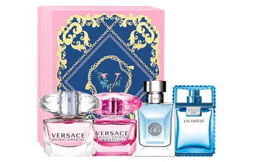 Versace, classic perfume for men and women, set, small gift box for traveling, 4 piece set, 5 ml