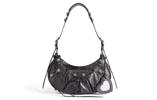 Balenciaga Le Cagole Cow Leather Dumpling Bag, Crescent Bag, Crossbody Bag, Shoulder Bag Women's Dark Gray