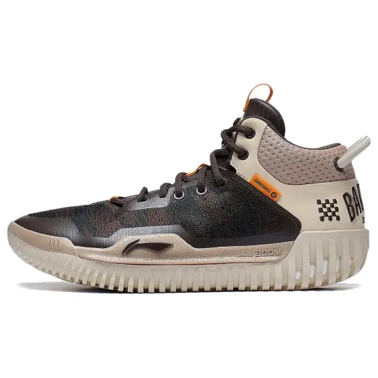 LiNing Badfive 3 Cushioning Wear Resistant Mid Top Basketball Shoes Men's Umber