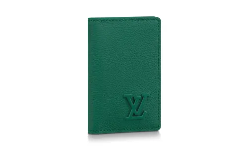 LOUIS VUITTON Cow Leather Wallet Men's Dark Green