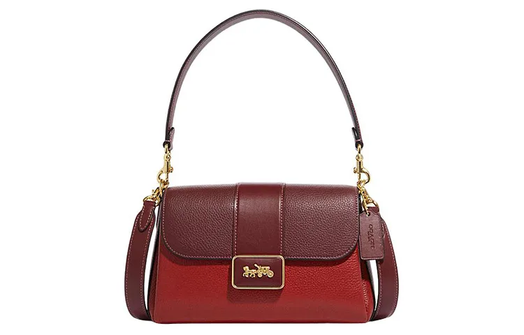 COACH Grace Cow Leather Portable Crossbody Bag, Shoulder Bag Medium Women's Red Apple Color