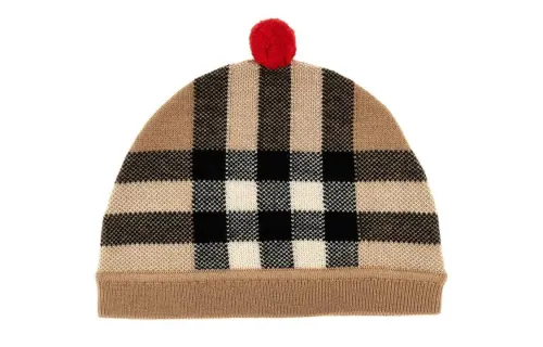 Burberry Kids Check Pattern Knitted Pull On Beanie