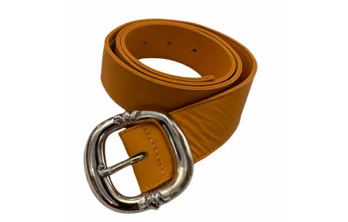 Chrome Hearts Solid Color Decoration, Pin Buckle Leather Belts Unisex Orange Width 3.2CM