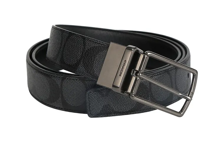 COACH PVC Polyvinyl Chloride Leather Belts Men's Width 3cm