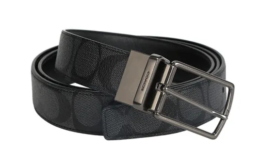 COACH PVC Polyvinyl Chloride Leather Belts Men's Width 3cm