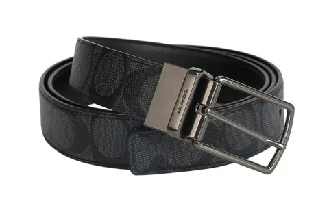COACH PVC Polyvinyl Chloride Leather Belts Men's Width 3cm
